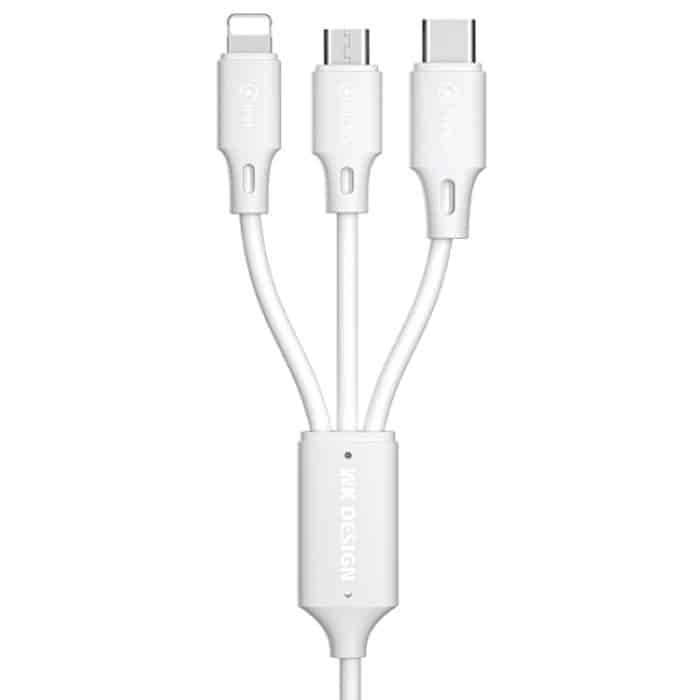 WK WDC-103 3A 3 In 1 8 Pin + Micro USB + Typ-C / USB-C Fullspeed Pro Ladedatenkabel, Länge: 1,15 m – Bild 1