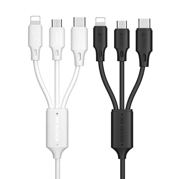 WK WDC-103 3A 3 In 1 8 Pin + Micro USB + Typ-C / USB-C Fullspeed Pro Ladedatenkabel, Länge: 1,15 m – Bild 2