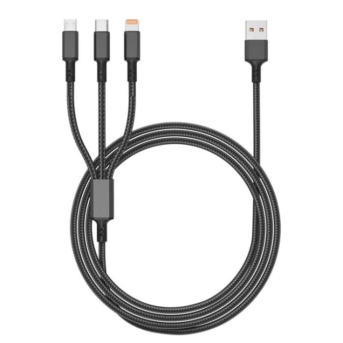 IP8G2199B.jpg Orange Stecker 3A 3 in 1 USB auf Typ-C / 8 Pin / Micro USB Schnellladekabel, Kabellänge: 1,2 m – Bild 1