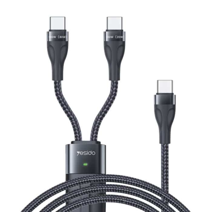 IP8G2782.jpg Yesido CA88 2-in-1 USB-C/Typ-C auf USB-C/Typ-C Schnellladekabel, Länge: 1,2 m – Bild 1