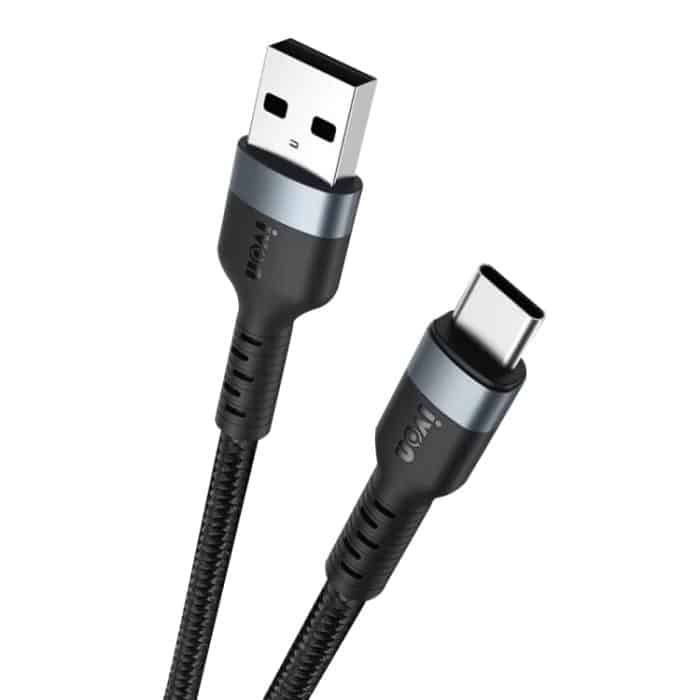 IVON CA88 12W 2,4A USB auf USB-C / Typ-C Nylongeflecht Schnelllade-Datenkabel, Kabellänge: 1 m – Bild 1