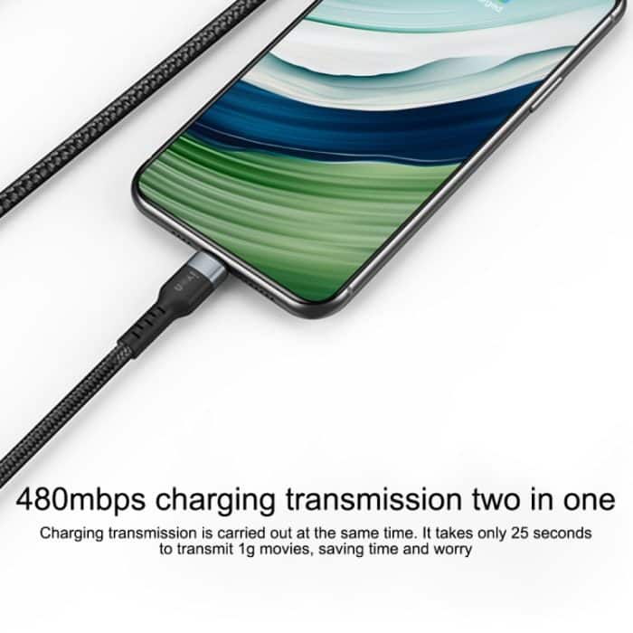 IVON CA88 12W 2,4A USB auf USB-C / Typ-C Nylongeflecht Schnelllade-Datenkabel, Kabellänge: 1 m – Bild 2