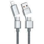 REMAX RC-020t 2,4 A Aurora Serie 4 in 1 8 Pin + USB + 2 x Typ-C Daten Snyc Ladekabel, Kabellänge: 1 m