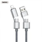 REMAX RC-020t 2,4 A Aurora Serie 4 in 1 8 Pin + USB + 2 x Typ-C Daten Snyc Ladekabel, Kabellänge: 1 m – Bild 5