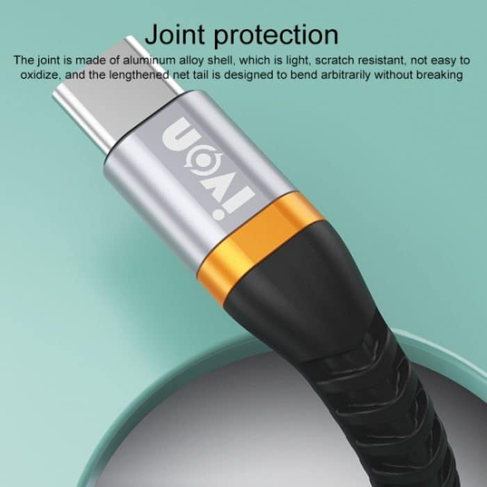 IVON CA79 5A Typ-C / USB-C geflochtenes Schnelllade-Datenkabel aus Aluminiumlegierung für Huawei, Länge: 1 m – Bild 4