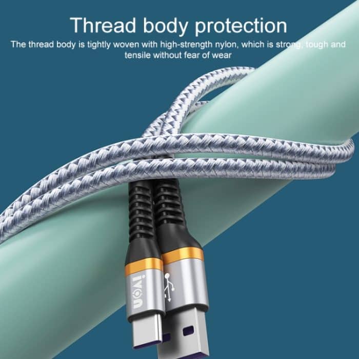 IVON CA79 5A Typ-C / USB-C geflochtenes Schnelllade-Datenkabel aus Aluminiumlegierung für Huawei, Länge: 1 m – Bild 5
