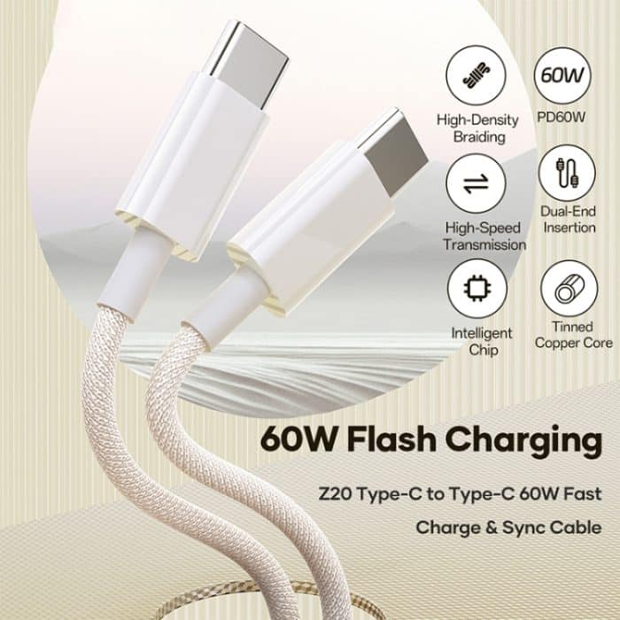 ROCK Z20 1m PD60W USB-C / Typ-C auf USB-C / Typ-C Schnellladedatenkabel – Bild 2