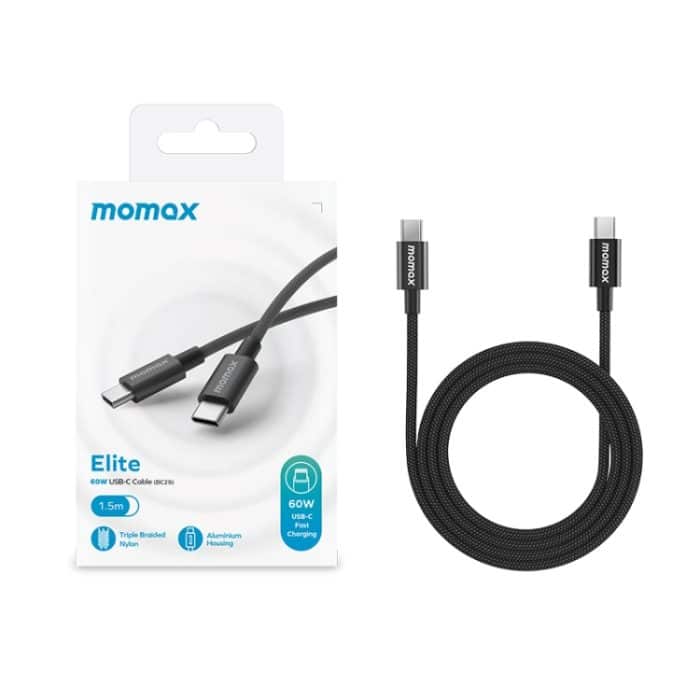 MOMAX DC30 1,5 m USB-C/Typ-C auf USB-C/Typ-C 60 W geflochtenes Datensynchronisierungs-Ladekabel – Bild 2