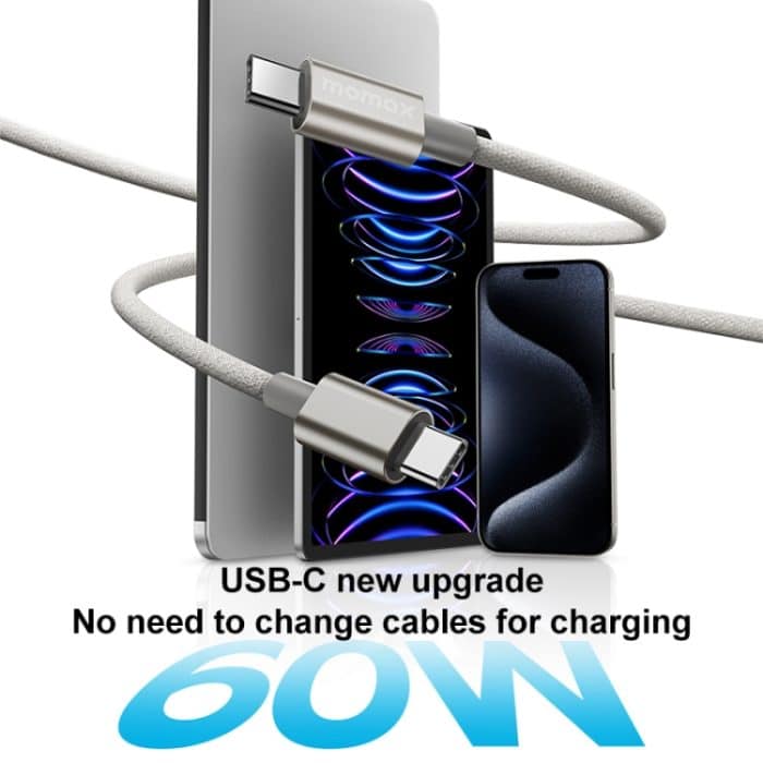 MOMAX DC30 1,5 m USB-C/Typ-C auf USB-C/Typ-C 60 W geflochtenes Datensynchronisierungs-Ladekabel – Bild 3