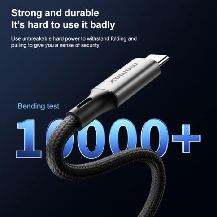 MOMAX DC39 1 m USB4.0 USB-C/Typ-C auf USB-C/Typ-C 240 W geflochtenes Datensynchronisierungs-Ladekabel – Bild 11