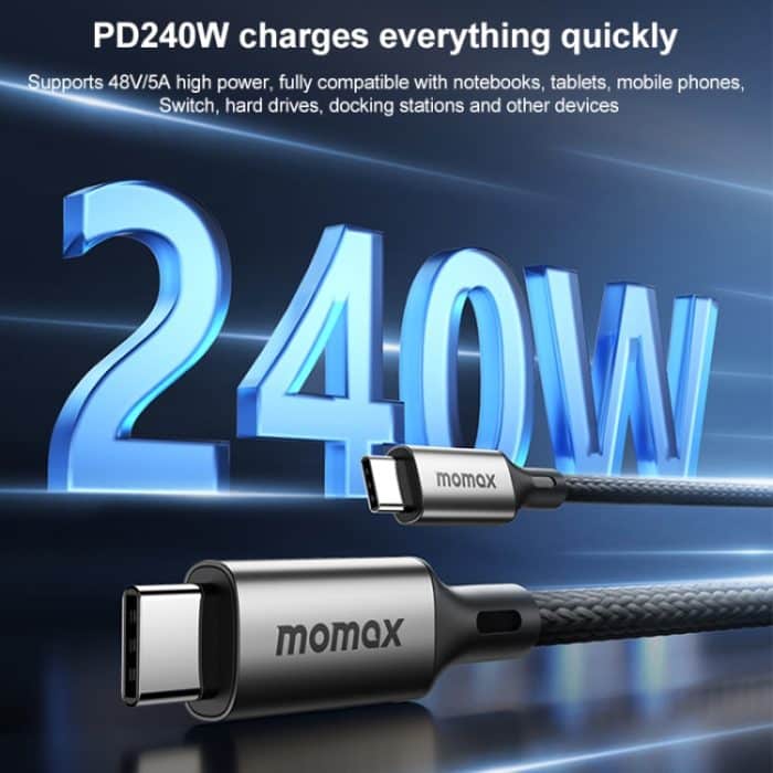 MOMAX DC39 1 m USB4.0 USB-C/Typ-C auf USB-C/Typ-C 240 W geflochtenes Datensynchronisierungs-Ladekabel – Bild 10