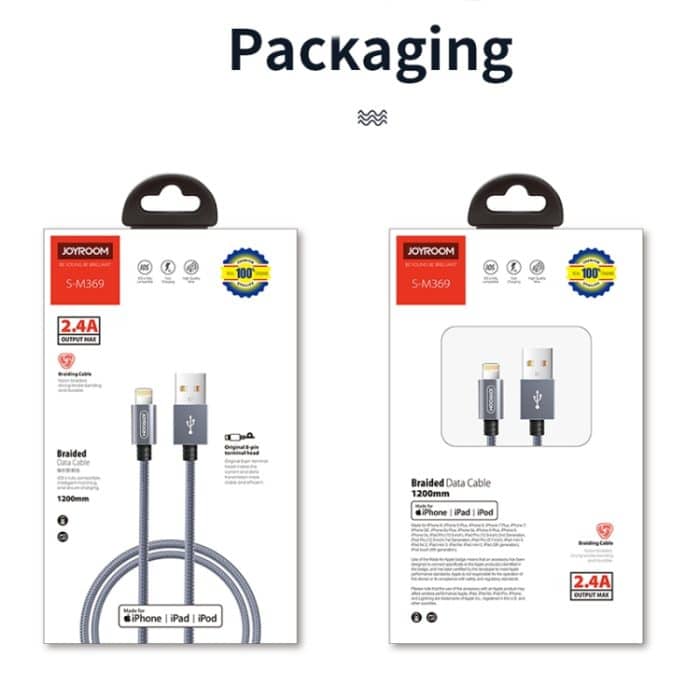 JOYROOM S-M369 Simple Series 2,4 A 8-poliges geflochtenes Nylon-Datenkabel, Länge: 1,2 m – Bild 12