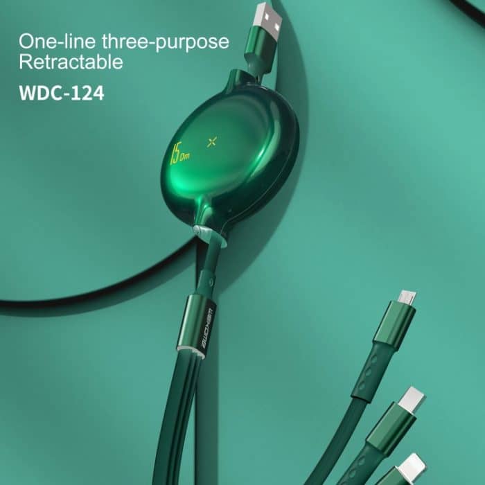 WK WDC-124 3A 3 In 1 8 Pin + Typ-C / USB-C + Micro USB Teleskop-Ladedatenkabel der Bona-Serie, Länge: 1,5 m – Bild 5