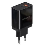 awei C-980 18W PD USB-C / Typ-C + QC 3.0 USB-Schnittstelle Schnelllade-Reiseladegerät, EU-Stecker