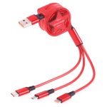 1,2 m langes, einziehbares 3-in-1-USB-auf-USB-C/Typ-C + 8-Pin + Micro-USB-Daten-Sync-Ladekabel
