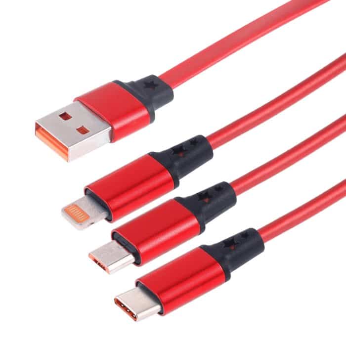 1,2 m langes, einziehbares 3-in-1-USB-auf-USB-C/Typ-C + 8-Pin + Micro-USB-Daten-Sync-Ladekabel – Bild 3