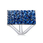 Versilbertes Rechteck mit blauem Kristallring für Frauen (Silber mit Diamant, US, Größe: 7) – Bild 3