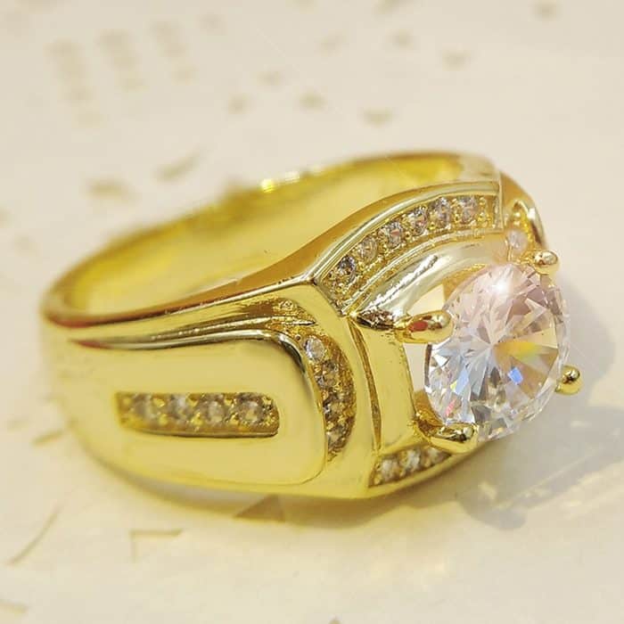 Fashion Businessman 18 Karat Weißgold plattiert + AAA Zirkon Herren Diamantring, Größe: 7, Durchmesser: 17,3 mm, Umfang: 54,5 mm – Bild 6