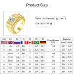 Mode New Style Vergoldet + AAA Zirkon Intarsien Strass Herren Diamantring, Größe: 9, Durchmesser: 18,9 mm, Umfang: 59,5 mm – Bild 9