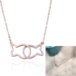 Damenmode S925 Sterling Silber Kissing Fish Clavicular Chain Halskette