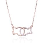 Damenmode S925 Sterling Silber Kissing Fish Clavicular Chain Halskette – Bild 2