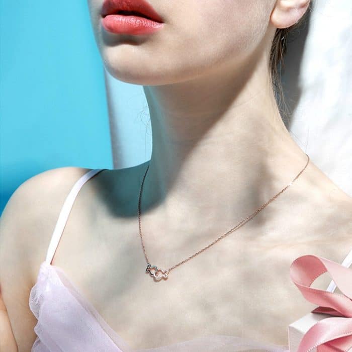 Damenmode S925 Sterling Silber Kissing Fish Clavicular Chain Halskette – Bild 5