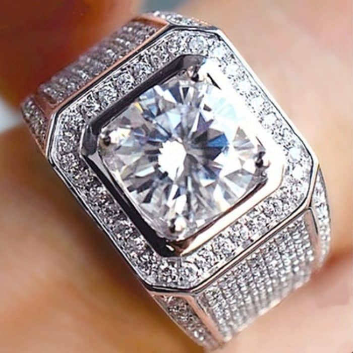 Fashion Full Rhinestone Micro-Insert Silberring, US-Größe: 11, Durchmesser: 20,7 mm, Umfang: 65 mm – Bild 5