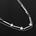 Modeschmuck Doppelte Puderperlen und Sterne versilberte Fußkettchen (Silber) – Bild 4