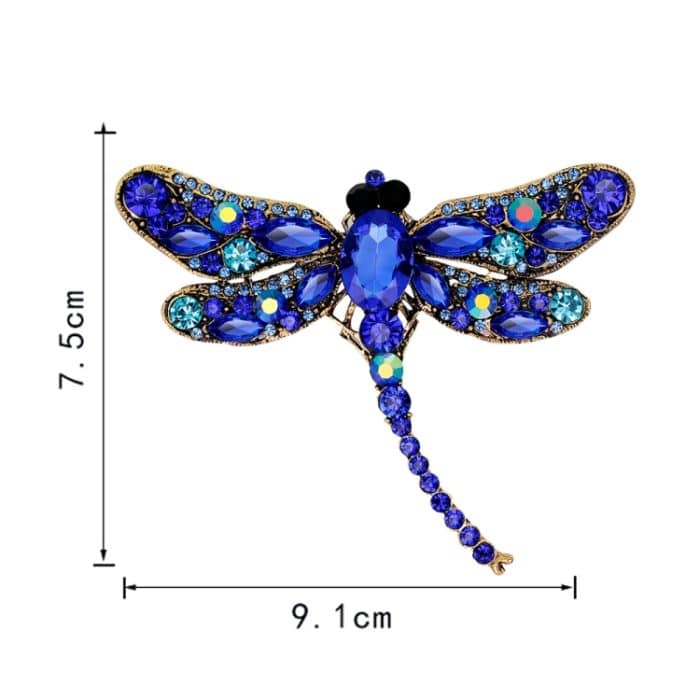Vintage klassische Strassbrosche mit Libellenmuster – Bild 3