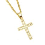 Hip Hop Klauenset Premium Zirkon Kreuz Anhänger Halskette (Gold) – Bild 3