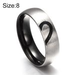 Mode Strass Liebe Herz Spleiß Paare Ring Feiner Titan Stahl Ring für Männer und Frauen (Silber ohne Diamant, US Größe: 8)