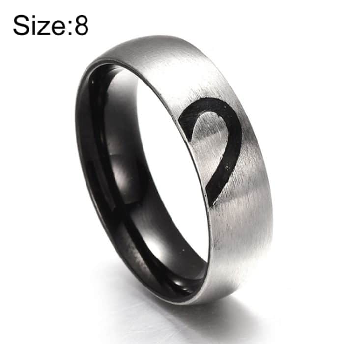 Mode Strass Liebe Herz Spleiß Paare Ring Feiner Titan Stahl Ring für Männer und Frauen (Silber ohne Diamant, US Größe: 8) – Bild 1