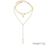 Einfache sexy handgemachte Pailletten Stern Quasten Kreis Schlüsselbein Kette lange Anhänger Doppelschichtkette – Bild 4