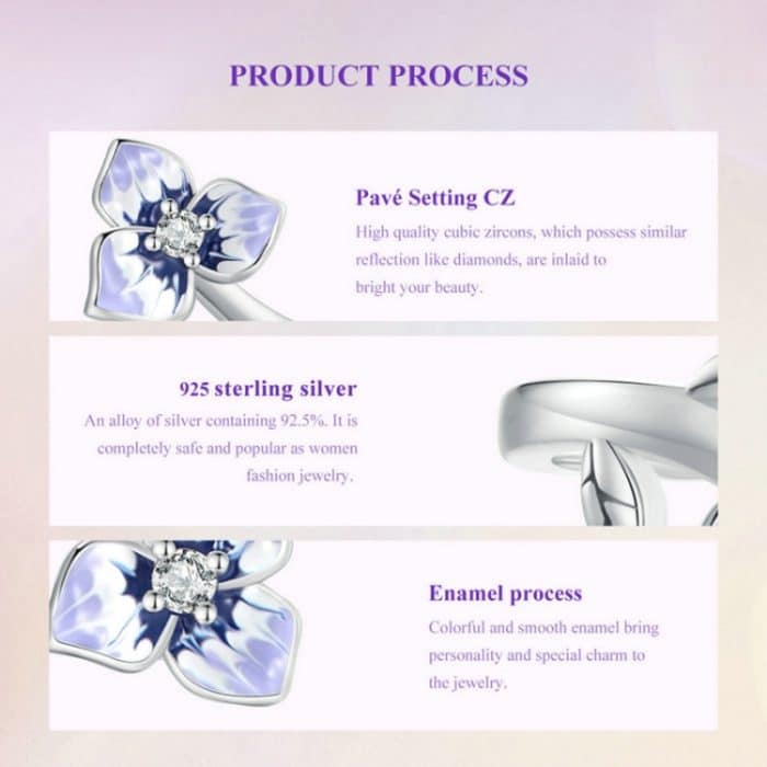 BSR451-E Sterling Silber S925 Weißgold vergoldeter Zirkon-Stiefmütterchen-Ring – Bild 4