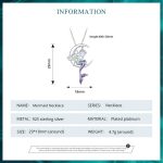 BSN338 Sterling Silber S925 weiß vergoldete Mondstein-Meerjungfrau-Halskette – Bild 2