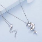 BSN338 Sterling Silber S925 weiß vergoldete Mondstein-Meerjungfrau-Halskette – Bild 5
