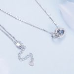 BSN339 Sterling Silber S925 weiß vergoldet Zirkon Doppelring Herz ineinandergreifende Halskette – Bild 5