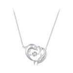 BSN340 Sterling Silber S925 Weißgold vergoldet Zirkon Niedliche Delfin Halskette