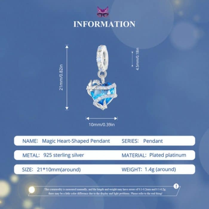 SCC2535 S925 Sterling Silber Halskette Anhänger Zubehör Blaue magische Herzform DIY Armband Perlen – Bild 5