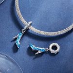 SCC2536 S925 Sterling Silber Halskette Anhänger Zubehör Blaue Magie Tanzschuhe DIY Armband Perlen – Bild 3