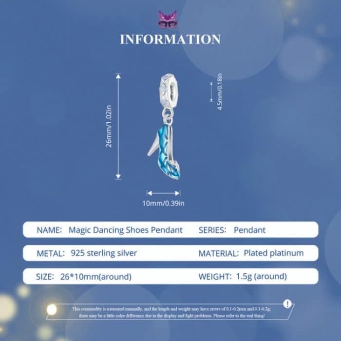 SCC2536 S925 Sterling Silber Halskette Anhänger Zubehör Blaue Magie Tanzschuhe DIY Armband Perlen – Bild 5