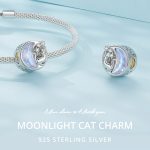 SCC2538 S925 Sterling Silber Halskette Anhänger Zubehör Süße Katze Mond DIY Armband Perlen – Bild 6