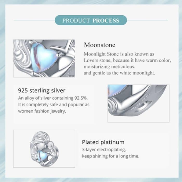 SCC2539 S925 Sterling Silber Halskette Anhänger Zubehör Herz Form Eltern-kind-Mutter Liebe DIY Armband Perlen – Bild 3