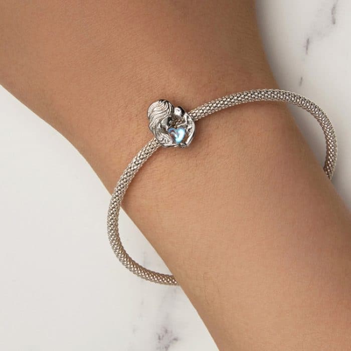 SCC2539 S925 Sterling Silber Halskette Anhänger Zubehör Herz Form Eltern-kind-Mutter Liebe DIY Armband Perlen – Bild 7