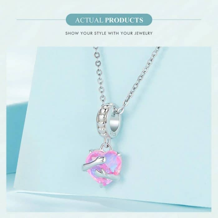 SCC2540 S925 Sterling Silber Halskette Anhänger Zubehör Herz Form Umarmung DIY Armband Perlen – Bild 4