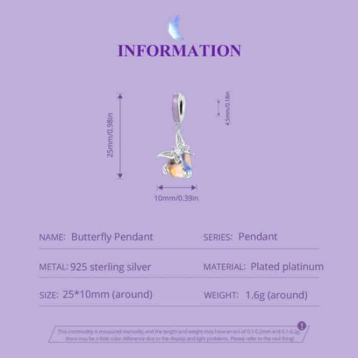 SCC2546 S925 Sterling Silber Halskette Anhänger Zubehör Pastoral Schmetterling DIY Armband Perlen – Bild 5