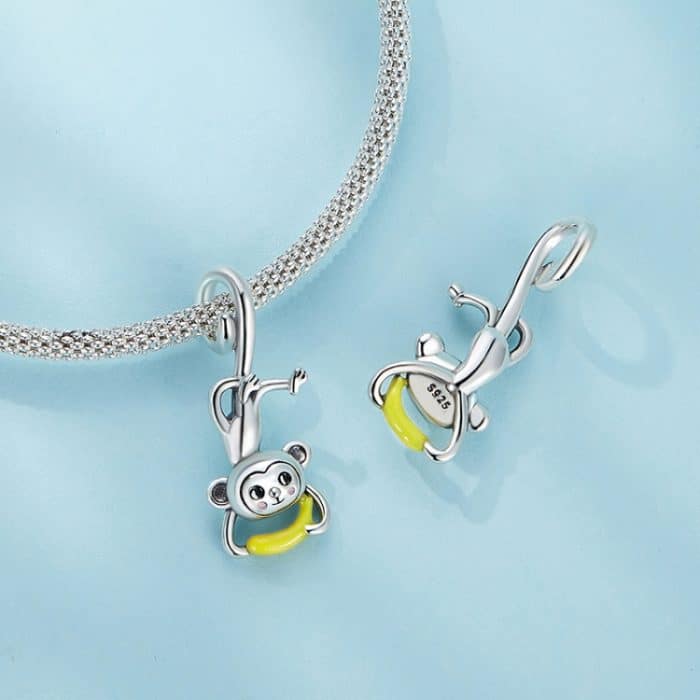 SCC2547 S925 Sterling Silber Niedlicher umgedrehter Affe Anhänger Zubehör DIY Armband Perlen – Bild 6