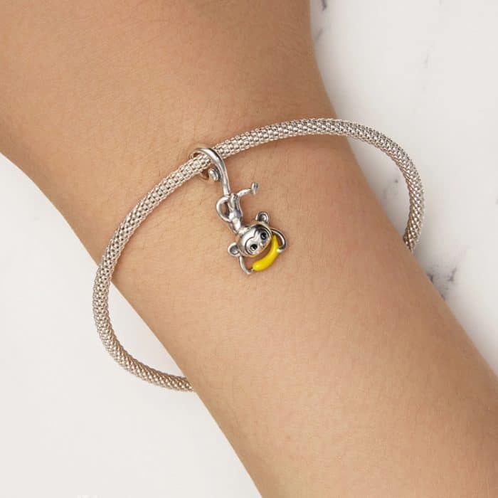 SCC2547 S925 Sterling Silber Niedlicher umgedrehter Affe Anhänger Zubehör DIY Armband Perlen – Bild 7