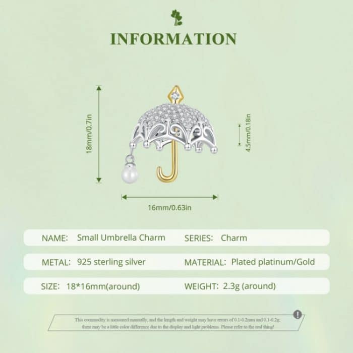 BSC862 S925 Sterling Silber Kleiner Regenschirm Anhänger Zubehör DIY Armband Perlen – Bild 2