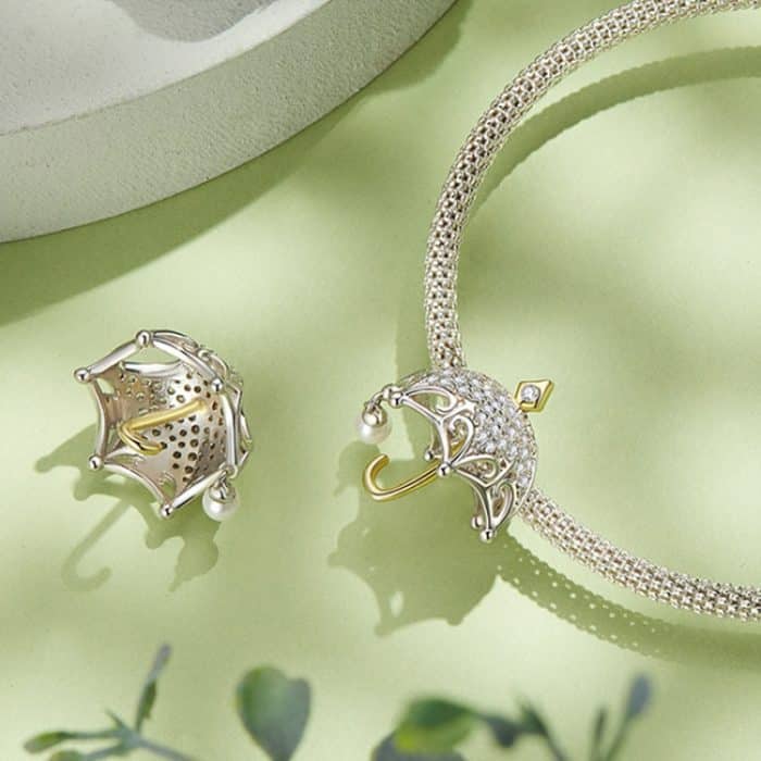 BSC862 S925 Sterling Silber Kleiner Regenschirm Anhänger Zubehör DIY Armband Perlen – Bild 5